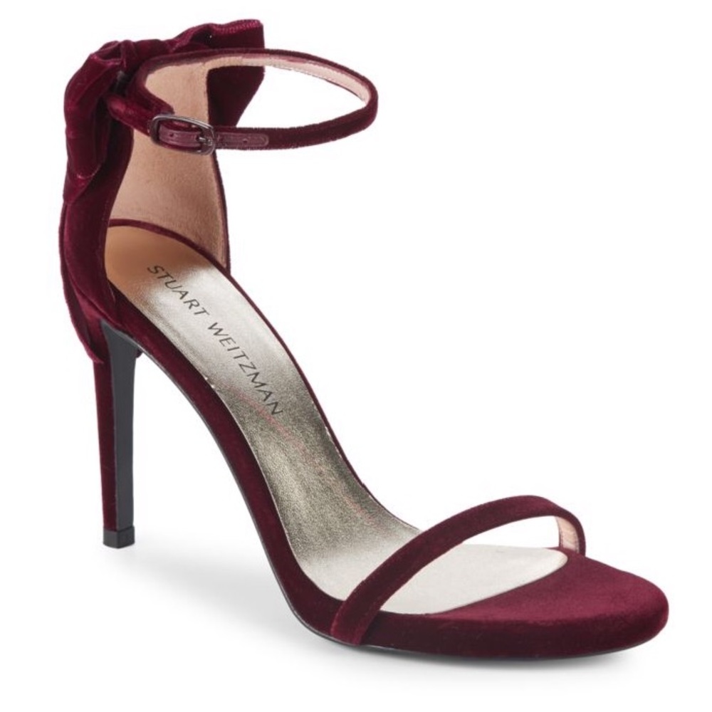 Stuart Weitzman Mybow Suede Stiletto Sandals - Picture 2 of 5